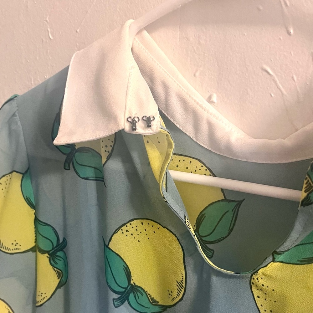Modcloth blue & yellow lemon print swing dress with peter pan collar - Picture 14 of 16